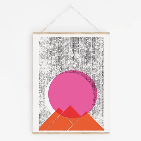 Discover Sun Mountains Screenprint Wall Art Print - Geometric Nature Art Poster - Modern Landscape Palm Springs and Minimalist Mod Decor