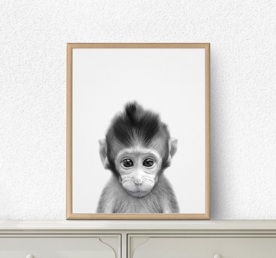 Discover Baby Monkey Wall Art - Nursery Animal Print