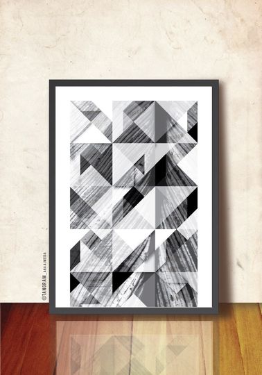 Discover Geometric print. Black and white wall art. Affiche scandinave. Posters and prints. "Reflections of Me", TANGRAMartworks