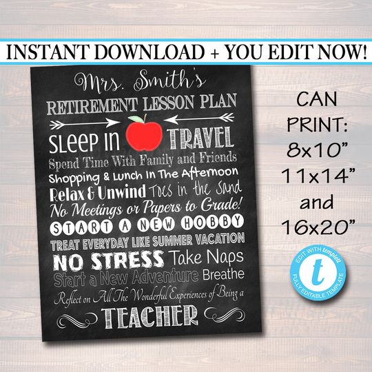 Discover Editable Teacher Retirement Gift Poster