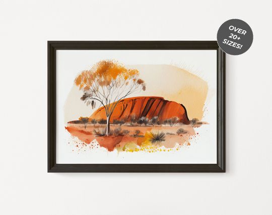 Discover Uluru Landscape Watercolour Sketch - Digital Download Art Print