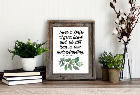 Discover Bible verse wall art | Scripture printable quote | Proverbs 3:5 Bible verse Trust in God | Instant download printable | Watercolor art decor