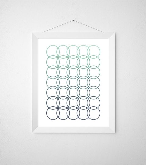 Discover Blue Printable Art, Ombre Print, Teal Wall Decor, Printable Pattern, Mint and Navy, Ombre Decor, Circle Art, Wall Art Prints, Turquoise Art