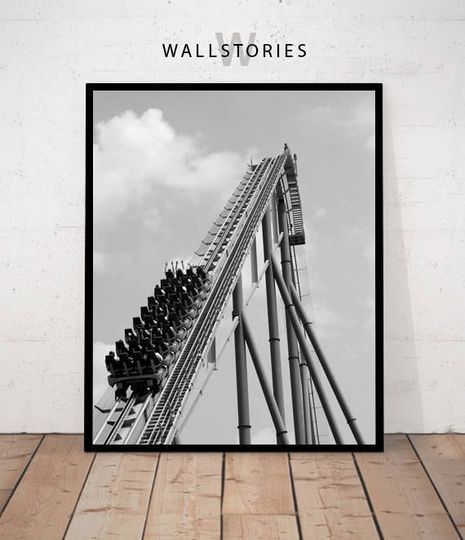 Discover Roller Coaster photography, black & white photo, Minimalist Art, Black and White Photography, Modern Art Wall Decor