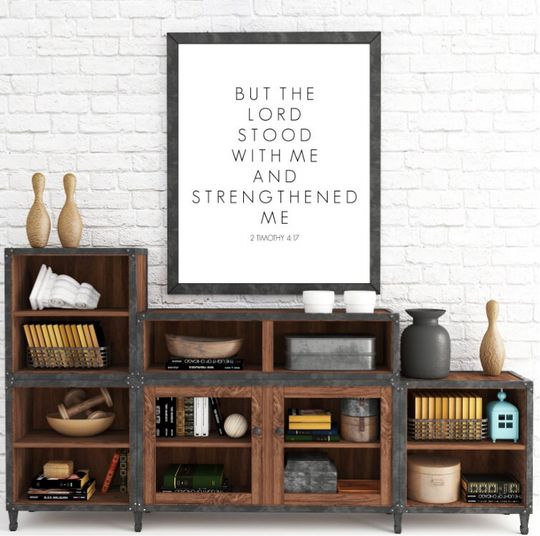 Discover The Lord Stood With Me, Bible Verse, Strength, 2 Timothy 4 17, Minimalist Decor, Love and Grace, Strength Wall Art, Inspirational, Christian