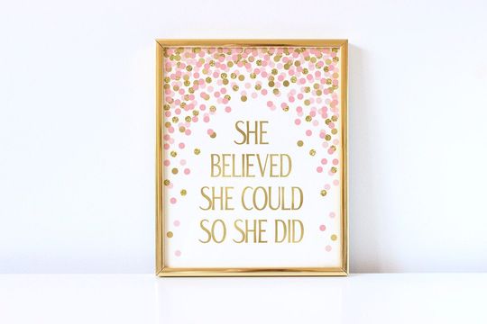 Discover She Believed She Could Quote Art - Motivational Decor