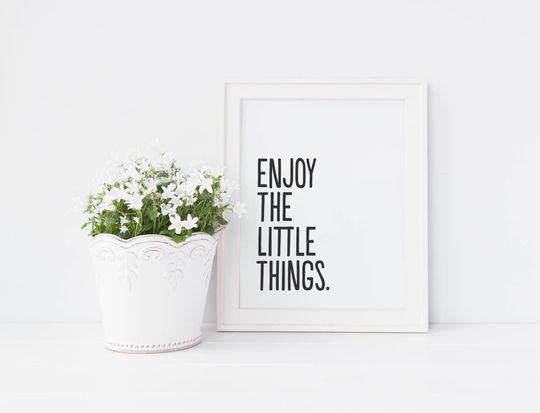 Discover Enjoy The Little Things, Wall Art Print, Instant Download, Printable Art, Printable Quotes, Hand Lettered, Typographic Print
