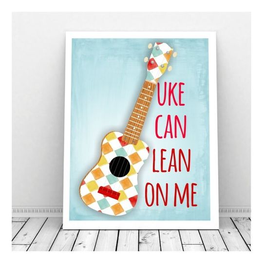 Discover Instant Download Ukulele Art Print - Lean on Me Music Decor