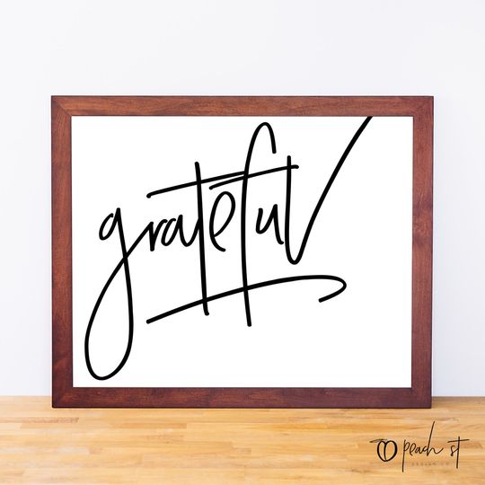 Discover Grateful, Thanksgiving Decor, Holiday Decor, Typography Print, Lettering, Printable Quote, Black and White Wall Art, Digital Download