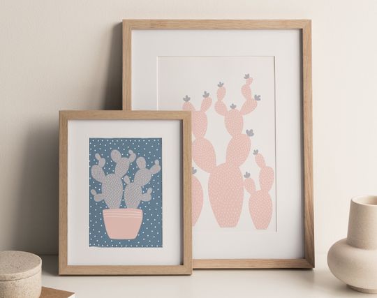 Discover Pink & Blue Cactus Print | Cactus Art Print