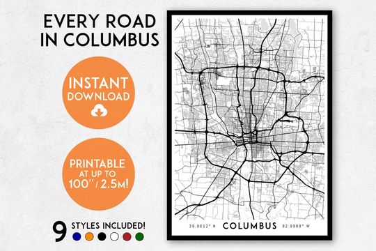 Discover Columbus Map Art Print - Printable Wall Art for Ohio