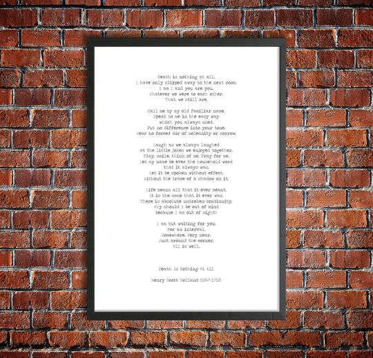Discover Henry Scott Holland 'All Is Well' Instant Download Printable Poem Bereavement Print Sympathy Gift 'Death Is Nothing' Funeral Reading Eulogy