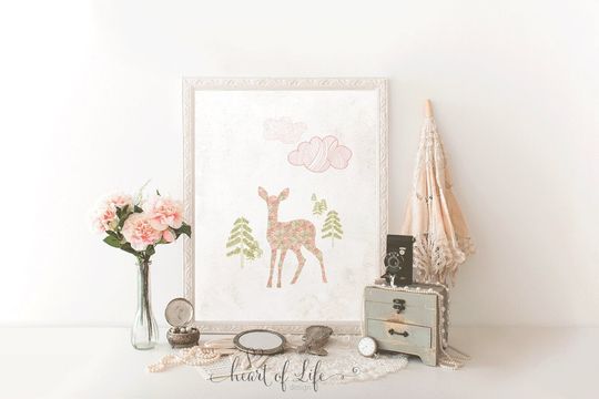 Discover Girly Deer Silhouette Print for Nursery Decor