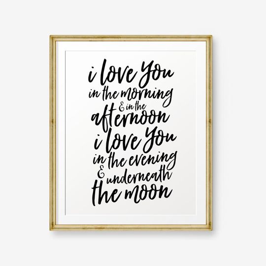 Discover Gold Nursery Art: I Love You Morning and Afternoon
