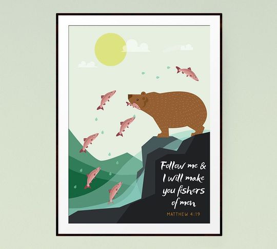 Discover Follow me & I will make you fishers of men - Matthew 4:19 - Nursery Decor, Childrens Wall Art, Kids Wall Art, Nursery Art - INSTANT DOWNLOAD