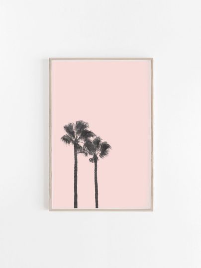 Discover Blush Pink Palm Tree Print: Artistic Wall Decor