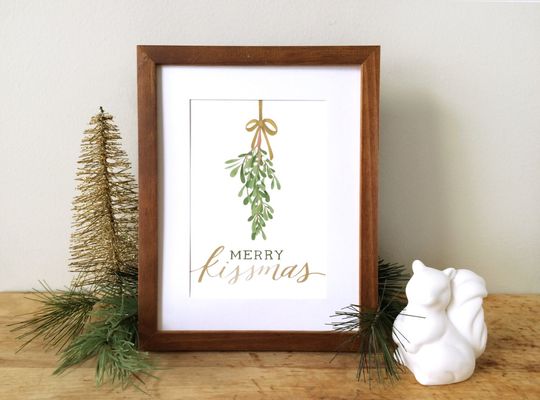 Discover Mistletoe Christmas Decoration Art Print - Merry Kissmas