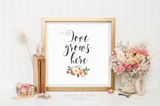Discover Love Grows Here Printable Instant Download Love Sign for Living Room Entryway Printable Large Family Wall Art HEART OF LIFE Design Art