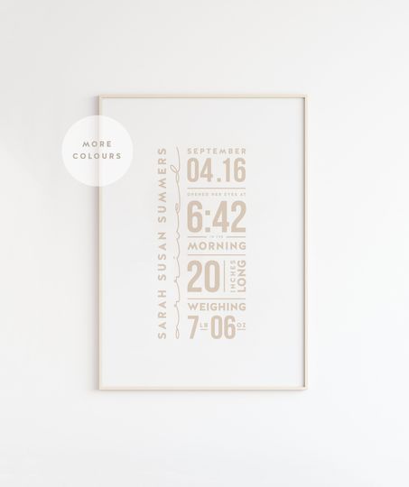 Discover Custom Birth Details Art Print - Personalized Nursery Decor