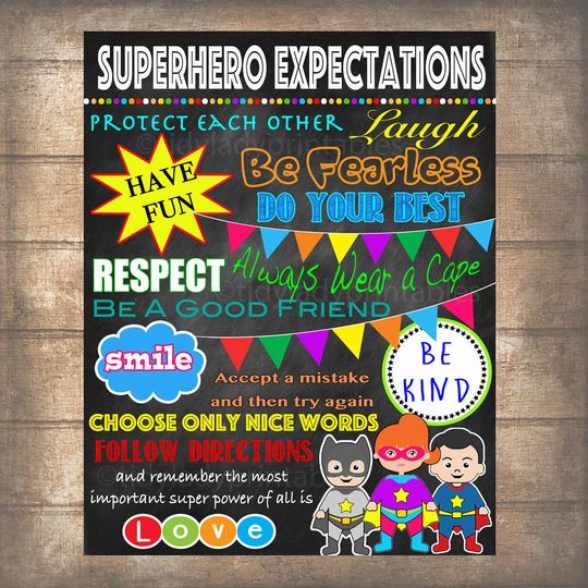 Discover Superhero Classroom Rules Poster - Educational Printable
