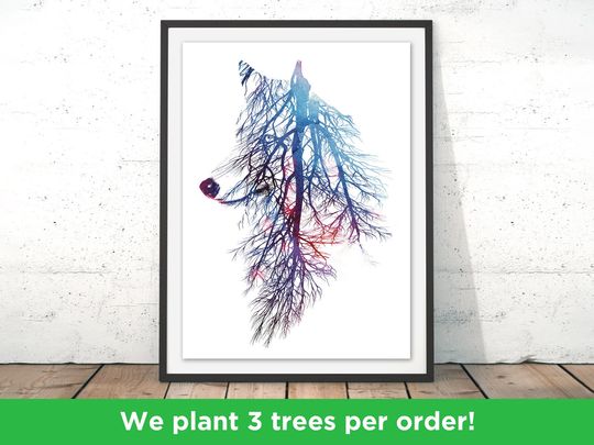 Discover Wild Wolf Tree Art Print