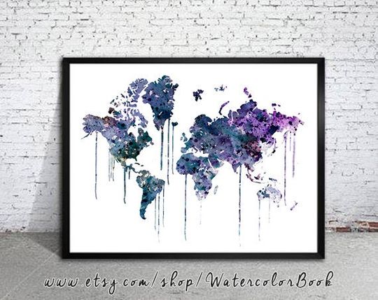 Discover Watercolor World Map Poster for Home Decor