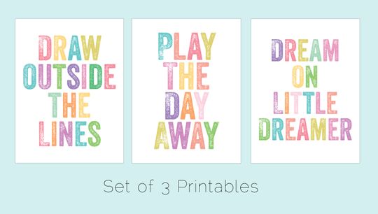 Discover Set of 3 Playroom Wall Art Prints - Kids Decor