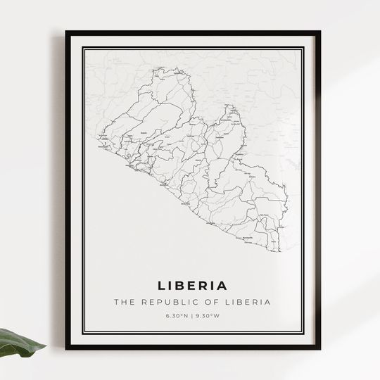 Discover Liberia Map Art - Country Road Map Wall Decor