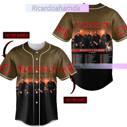 Discover Custom Nickelback Band Baseball Jersey Shirt, Nickelback Get Rollin Tour 2023
