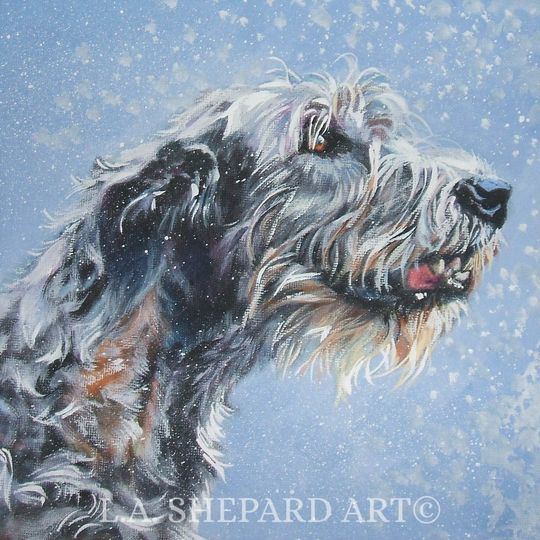 Discover Irish Wolfhound dog portrait art canvas print of LAShepard painting 12x12