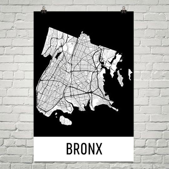 Discover Bronx NY Map Art, Vintage Poster and Decor