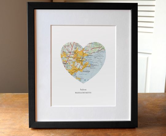 Discover Heart Map Print of Salem Massachusetts, Custom City Art