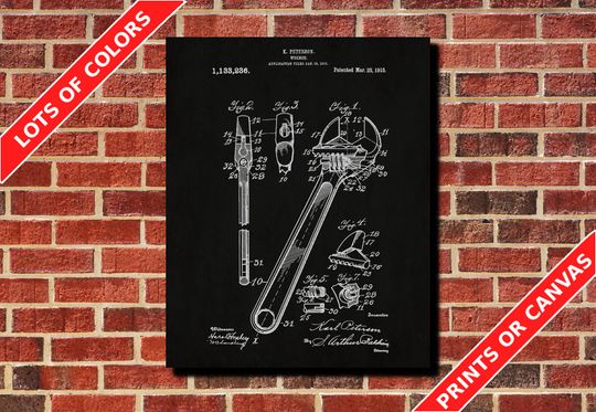 Discover Crescent Wrench Poster Adjustable Spanner Patent Print