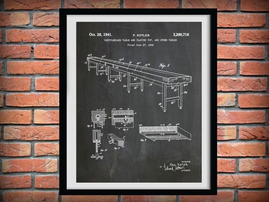 Discover 1941 Shuffleboard Table Patent Blueprint Print