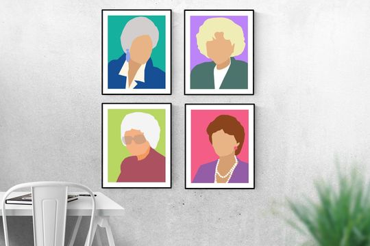 Discover Stay Golden Wall Art, TV Show Minimal Character Art Poster Set, Rose Blanche Sophia and Dorothy