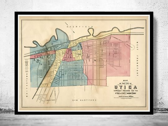 Discover Vintage 1876 Utica New York Map | Antique Wall Art