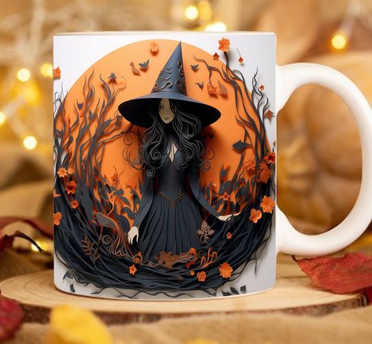 Discover 3D Witch Mug Wrap | Spooky Season Mug Decoration