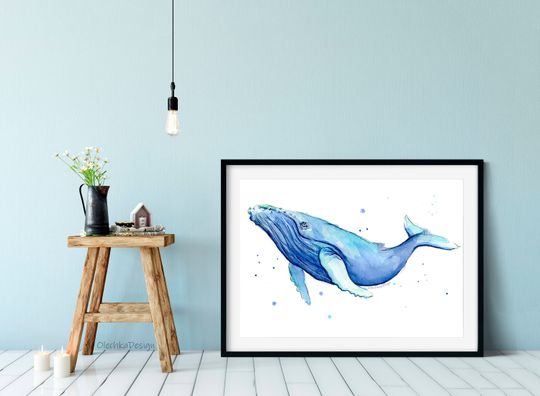 Discover Whale Watercolor Art Print - Nursery Decor