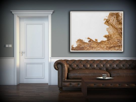 Discover Large Abstract Brown and White Canvas Art Print