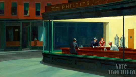 Discover Edward Hopper : Nighthawks (1942) Canvas Gallery Wrapped or Framed Giclee Wall Art Print (D3560)