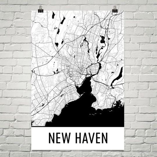 Discover New Haven City Map Art Print - Decorative Wall Decor