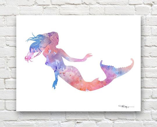 Discover Mermaid Art Print - Abstract Watercolor Painting - Wall Decor