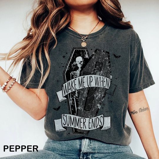 Discover Wake Me Up When Summer Ends, Funny Halloween Shirt, Summerween Shirt