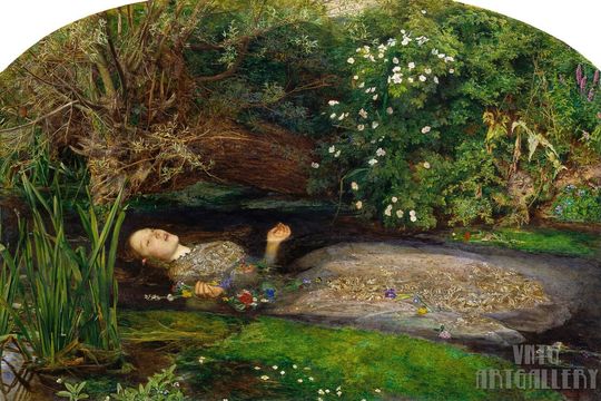 Discover John Everett Millais : Ophelia (1851) Canvas Gallery Wrapped or Framed Giclee Wall Art Print (D4060)