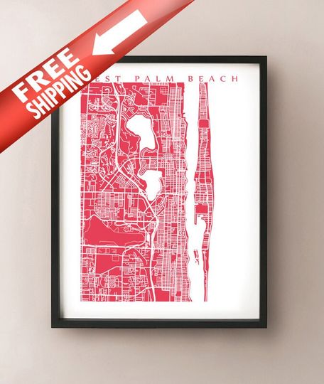Discover West Palm Beach Map Print - Florida Poster