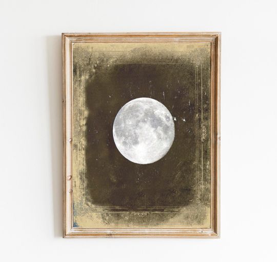 Discover Vintage Full Moon Photo - Ethereal Night Sky Stars Photograph Print - Fine Art Gothic Antique Victorian Photo