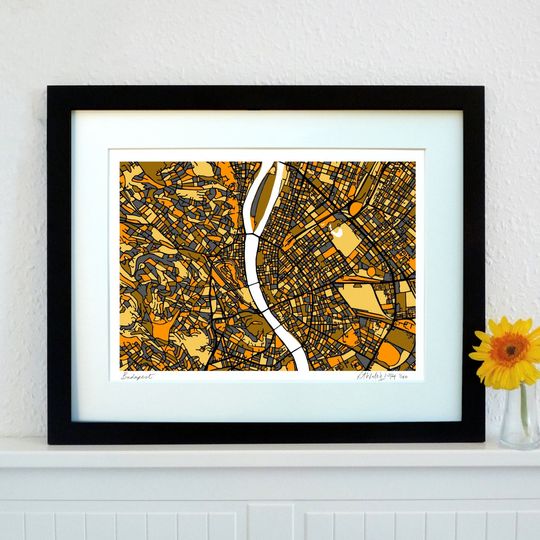 Discover Budapest Art Map - Limited Edition Contemporary Gicle Print