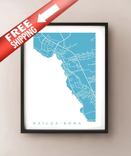 Discover Kailua-Kona Map Print - Hawaii poster