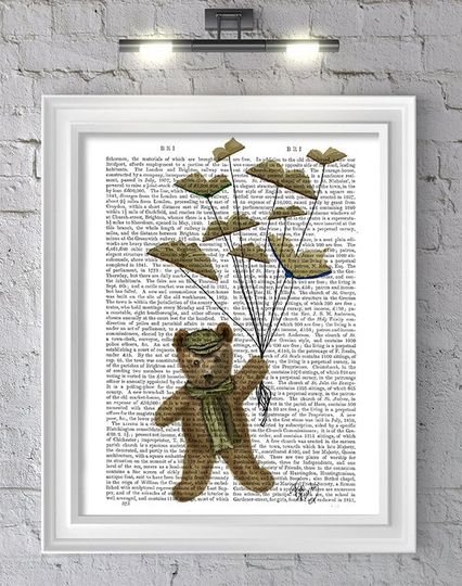 Discover Bear and Books Art Print for Book Lovers