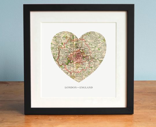 Discover London Heart Map Art Print for Valentine's Day